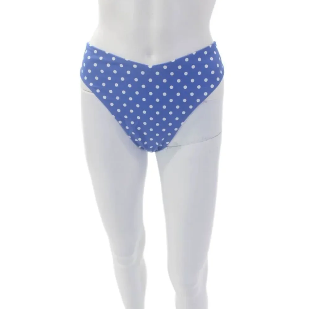 Weworewhat Womens Polka Dot High Cut Pull On Bikini Bottoms Blue Size XL